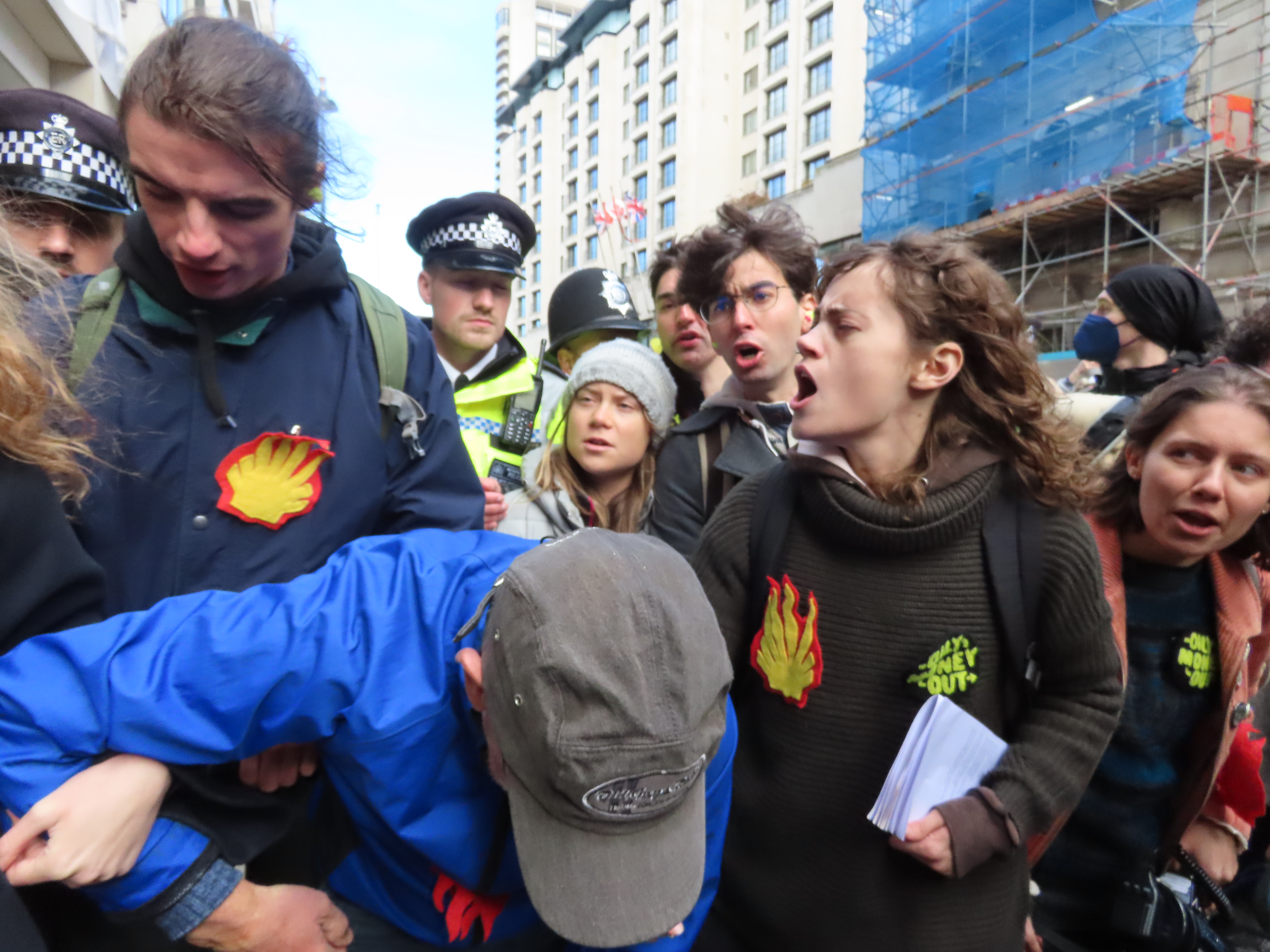 TKirk Pritchard @kirkpritchard1 on X - the article author photographed with Greta and others at the action