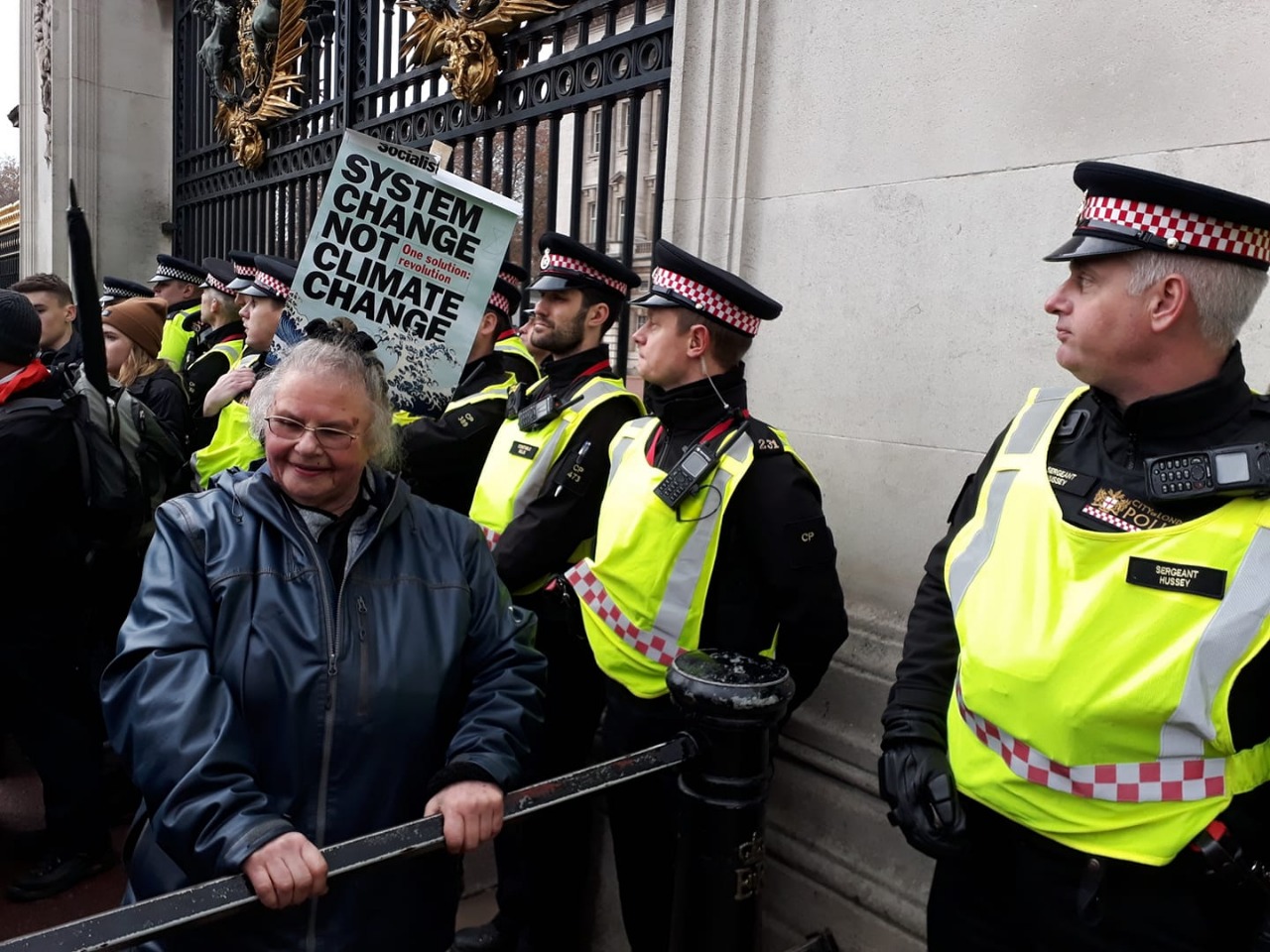 Extinction Rebellion activist glued to Buckingham Palace gate