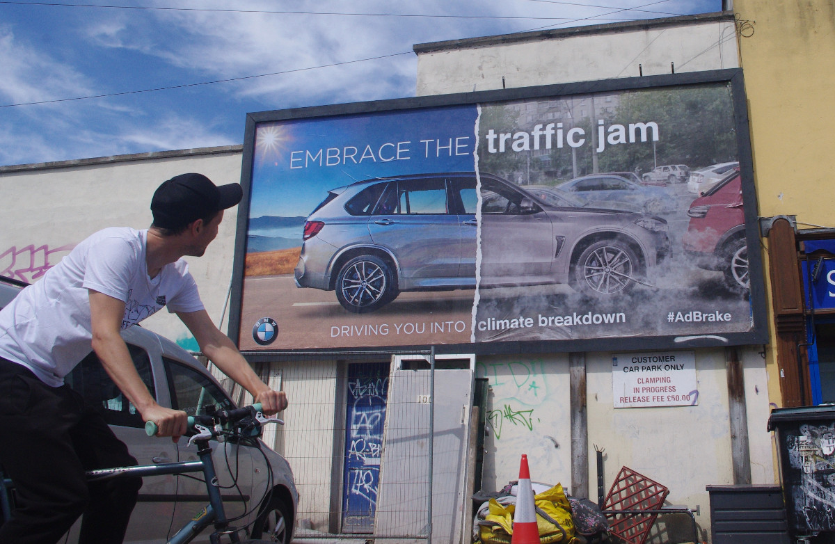 Guerilla take over of 100 UK billboards in anti-car protest