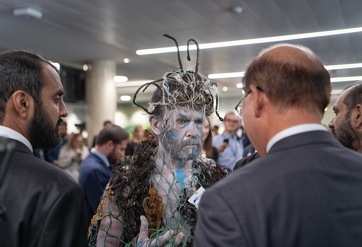 O﻿cean Rebellion attend an UN International Maritime Organisation meeting - photo credit - Guy Reece