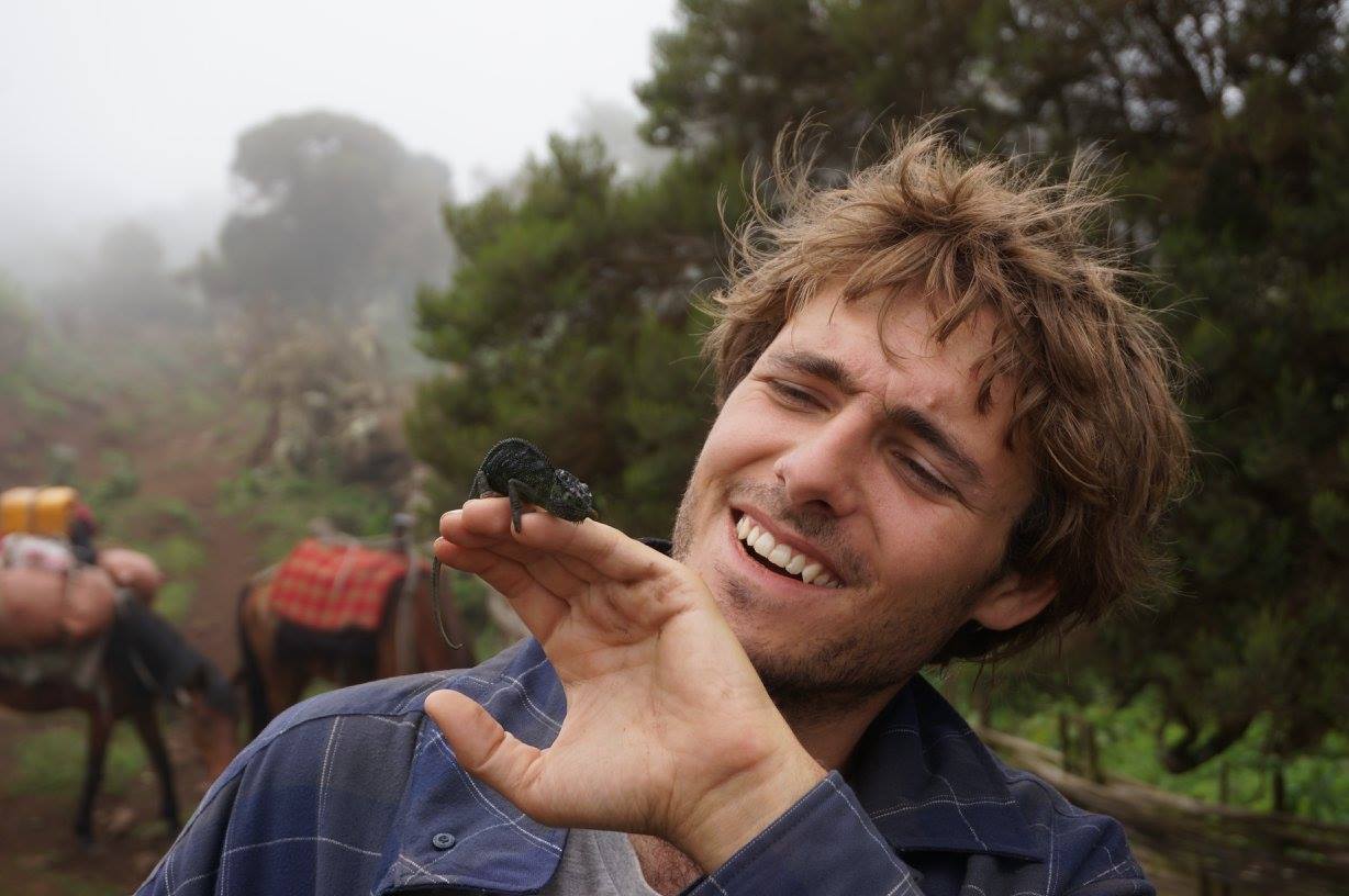 Sam & chameleon - nature connectedness is tied to actively noticing nature - and moments rather than minutes matter.