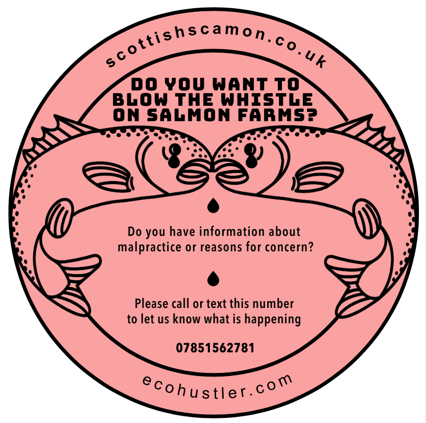 Salmon factory farming whistleblower stickers